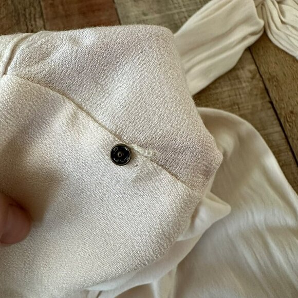 Free People Lieutenant Shirt Dress Button-Up Long Ruching Sleeve Frill Collar - Picture 5 of 11